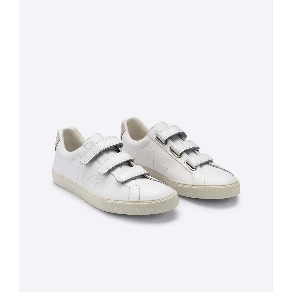 Women's Veja 3-LOCK LEATHER Sneakers White | SG 613BEX